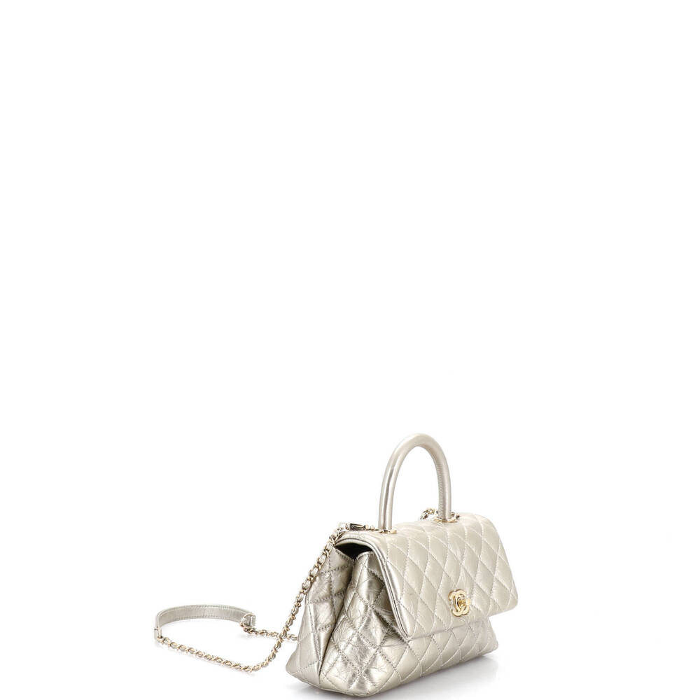 Chanel Mini Coco Top Handle Bag Quilted Aged Calfskin - Picture 2 of 7